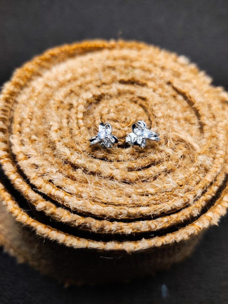 Flower push Back silver minimalist Earrings for women