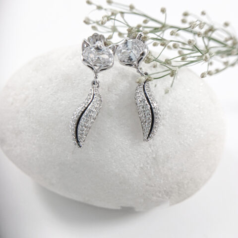Zodesi Cat Silver Push Back Earring For Women