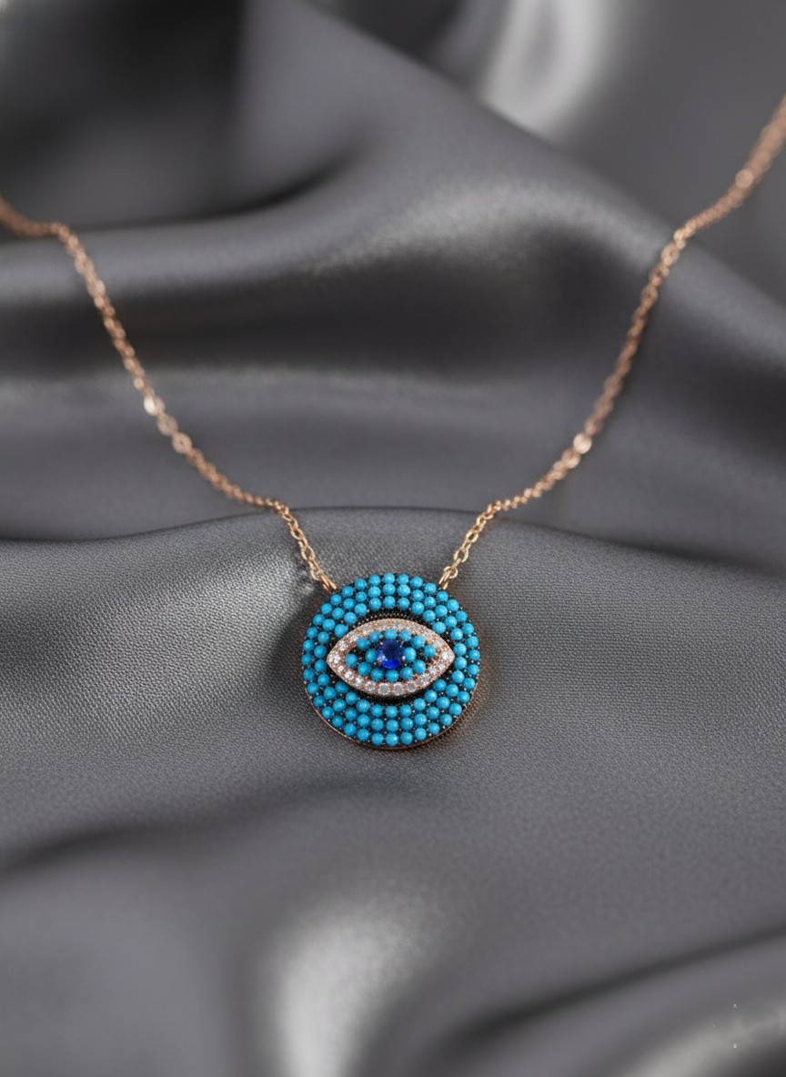 Evil Eye Rose gold Silver Necklace for Women - Image 3