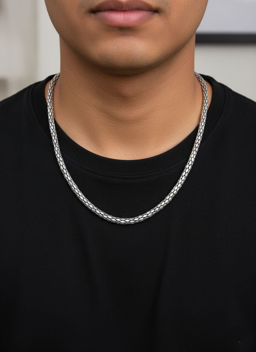 Men Silver Snake Chain - Image 3