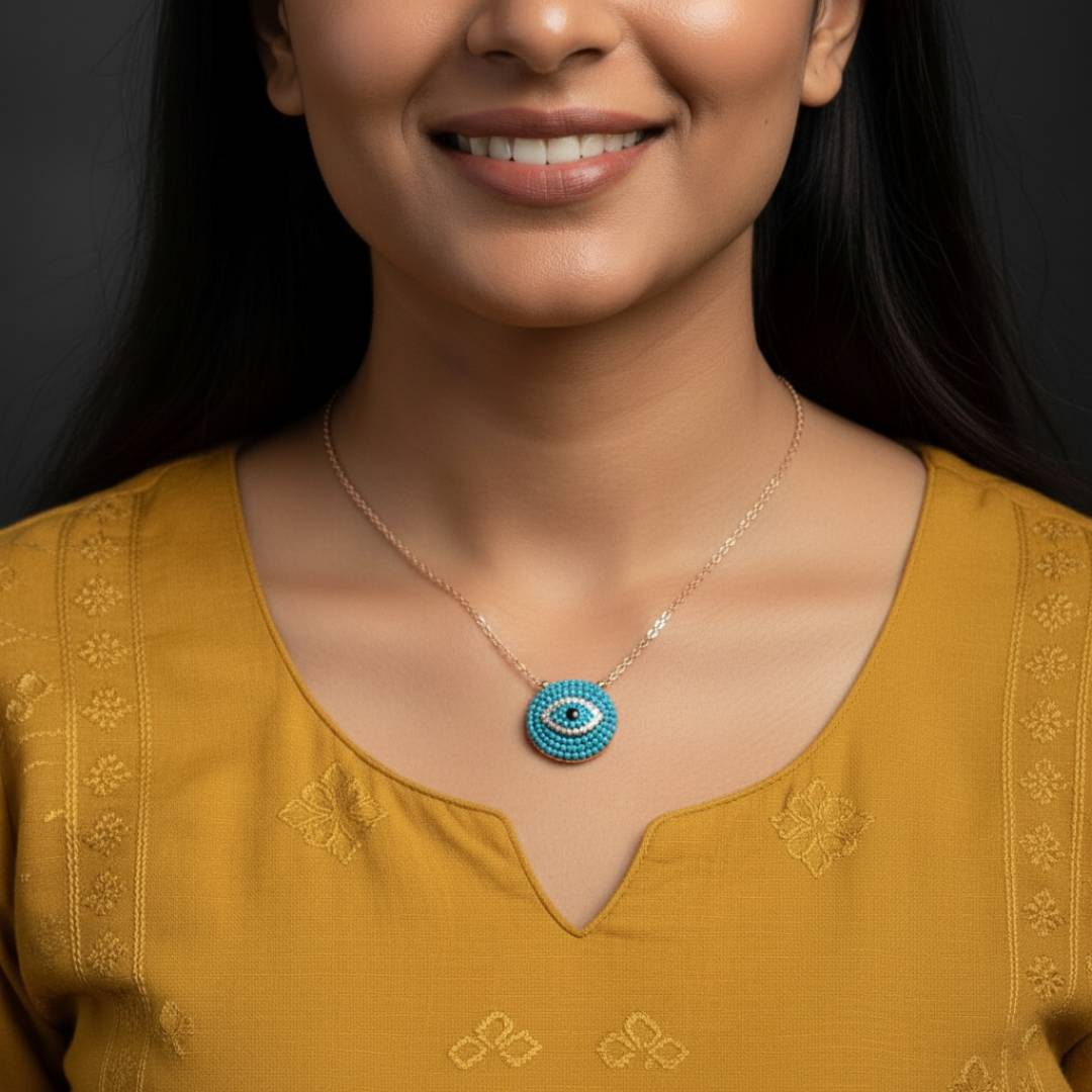Evil Eye Rose gold Silver Necklace for Women - Image 2