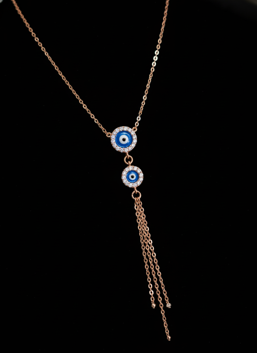 Evil eye Rose Gold silver Necklace for women - Image 3