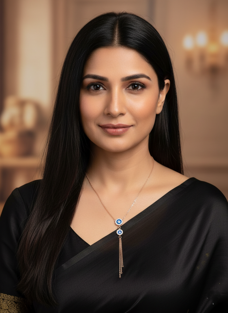 Evil eye Rose Gold silver Necklace for women